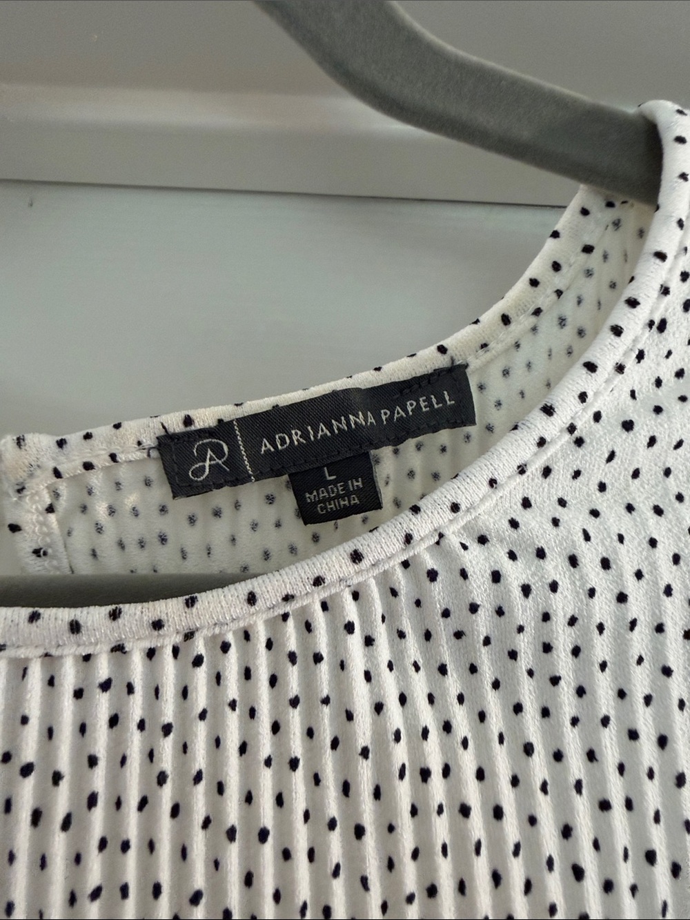 Adrianna Papell White with Black Dot Ruffle Sleeve Blouse - Picture 2 of 6